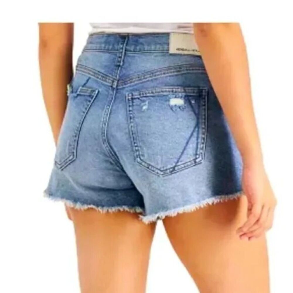 Kendall & Kylie The Icon Jean Short Size 13/31 Denim Distressed Frayed High Rise